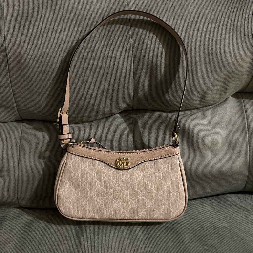 Tan Shoulder Bag with Gold Accents